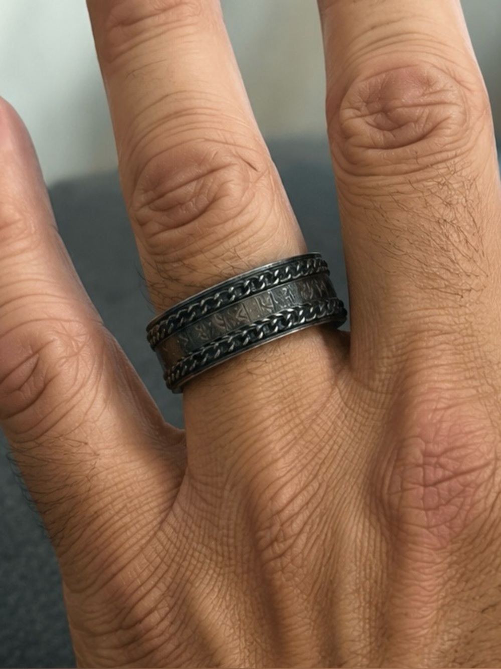 Stainless steel rune ring size 11